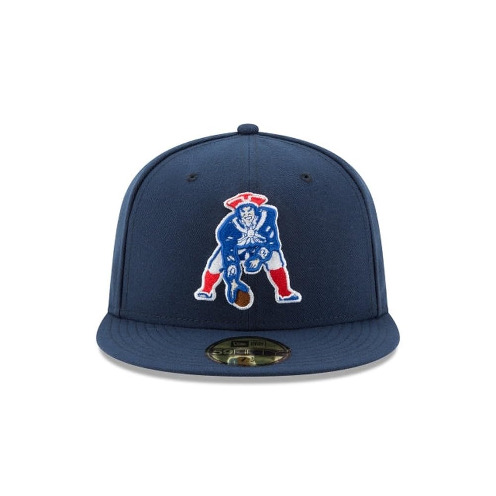 New Era NFL 59FIFTY New England Patriots Navy Team Color Historic Logo Authentic Collection Fitted On Field Football Cap Hat