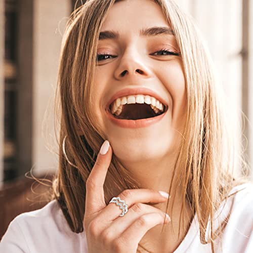 Daughter Gifts from Mom Highs and Lows Ring Zircon Double Wave Rings Mother Daughter Rings Trendy Stuff Birthday Christmas Gifts 2025 Stocking Stuffers2