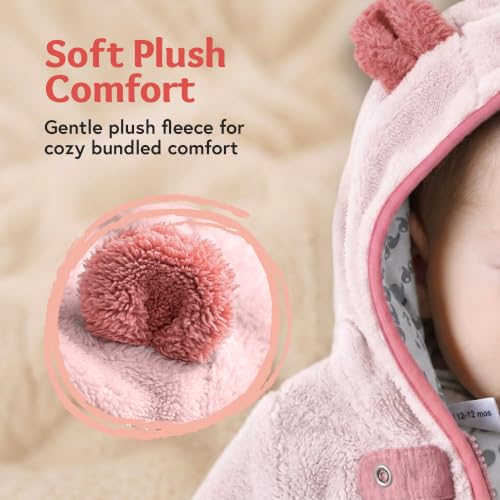 Image of Baby Deedee Bunting Teddy, Sherpa Hooded Teddy Ears Diaper Zip