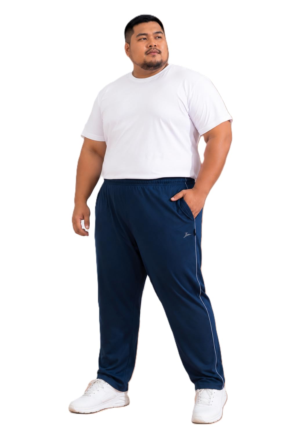 Zeffit Men's Plus Size Oversized Cotton Blend Track Pant with Side Stripes & Pockets | Relaxed Fit Lower for Gym, Walking-image-15