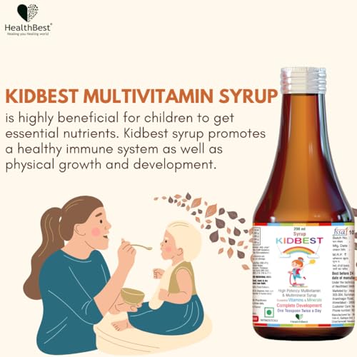 Image of Kids Multivitamin Syrup 200ml with Zinc, Vitamin A, C & E - Daily Support for Children (Pack of 3)