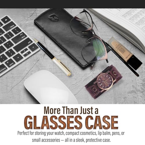 Image of ALLEN & MATE 100% Leather Slim Glasses Case for Reading and Computer Glasses for Men & Women