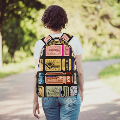 Sac à dos d'école multicolore imprimé baseball avec bretelles ajustables