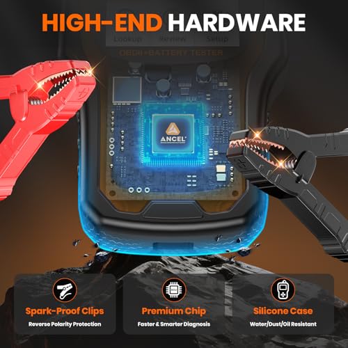ANCEL AD410 Pro+ 2 in 1 OBD2 Scanner Battery Tester, OBD2 Scanner Diagnostic Tool for Car Check Engine Code Reader Scan Tool & 6V 12V 100-2000 CCA Battery Charging Cranking Test EVAP Live Data