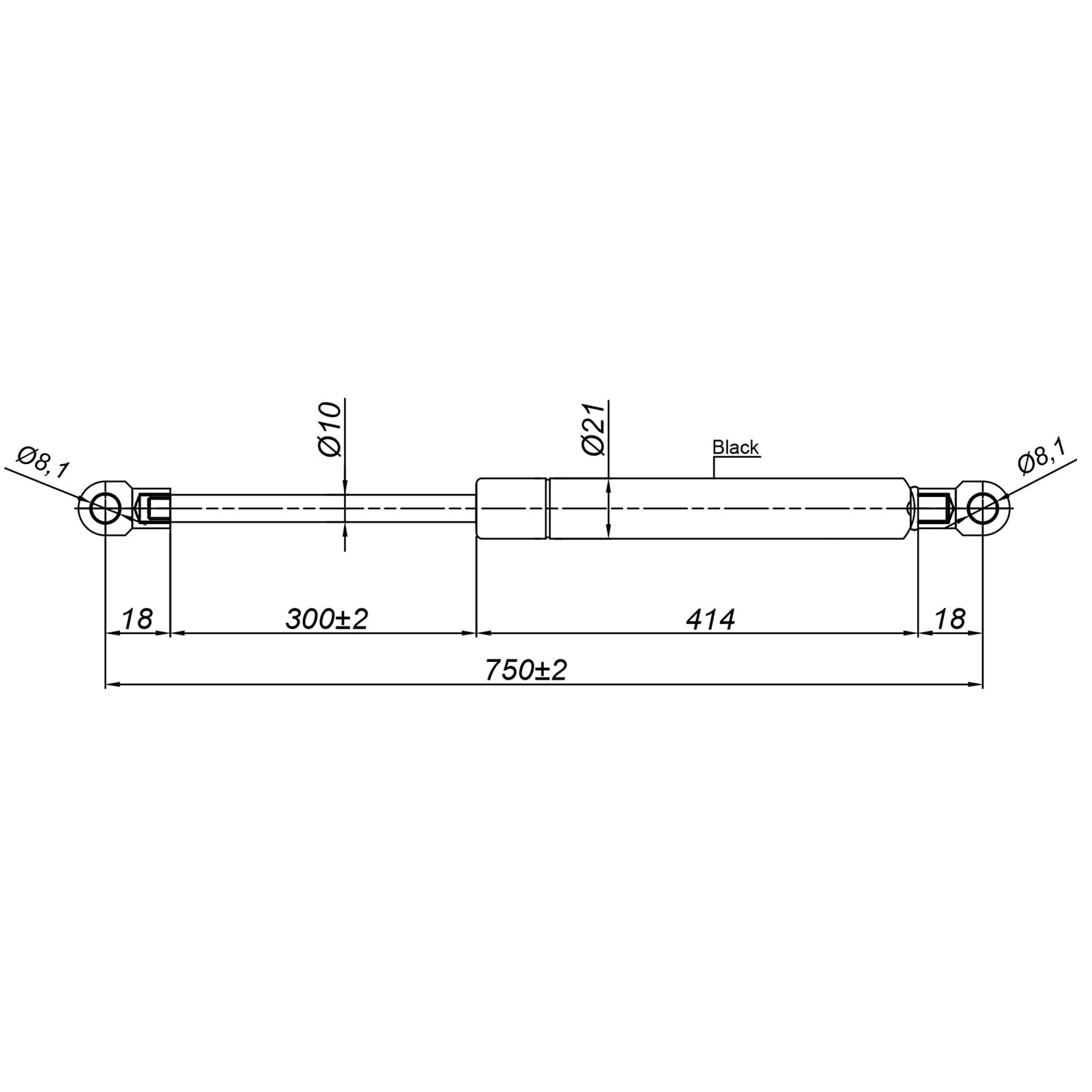 Universal Gas Struts Spring Eyelet | 100-1000 Newton | Length Options 200 mm to 900 mm | Heavy-Duty | Lift Support System (800MM, 300 N) — view 65
