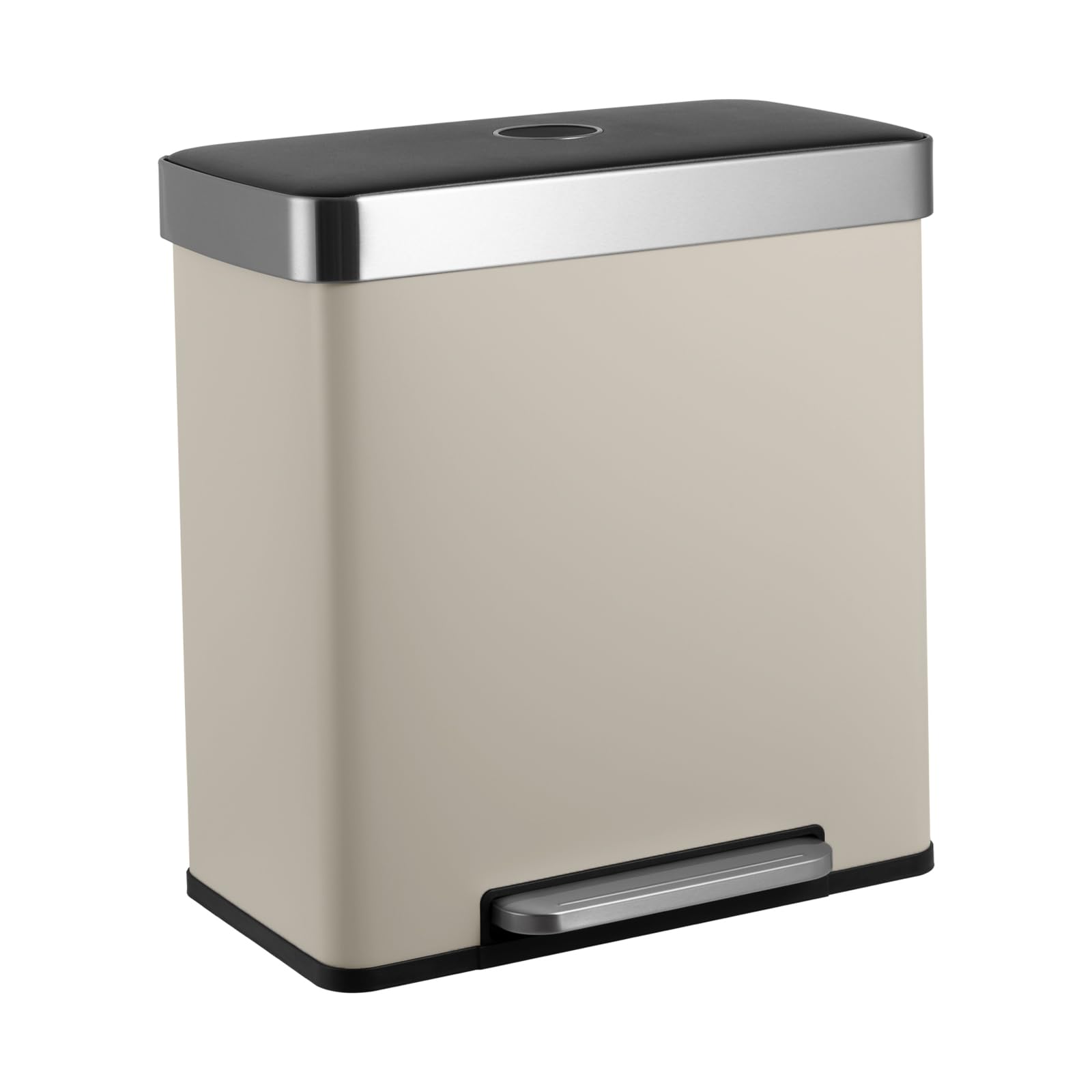 SVITA LT2X30 Mülleimer 60l Treteimer Tretmülleimer Abfalleimer 2 Fächer freistehend mit Deckel inkl. Inneneimer Taupe