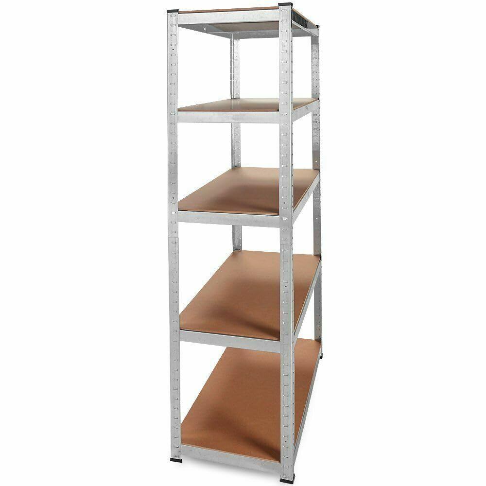 Megashopitalia Scaffale (2 pezzi) Mensola Scaffali Scaffalatura Metallo Zincato 5 Ripiani L90xP40xH180 cm Legno MAX 875KG (Argento)