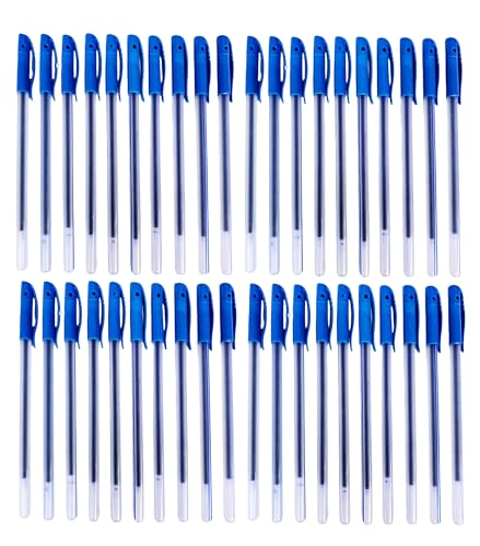 Image of SSKR Pack of 40 Pcs Use and Throw Pens | Blue Ink Ball Point Pen 0.7mm Tip for Precision Writing | Smooth Flow of Ink | Smudge Free Writing Experience