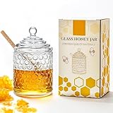 kanpura Clear Crystal Honey Pot with Dipper and...