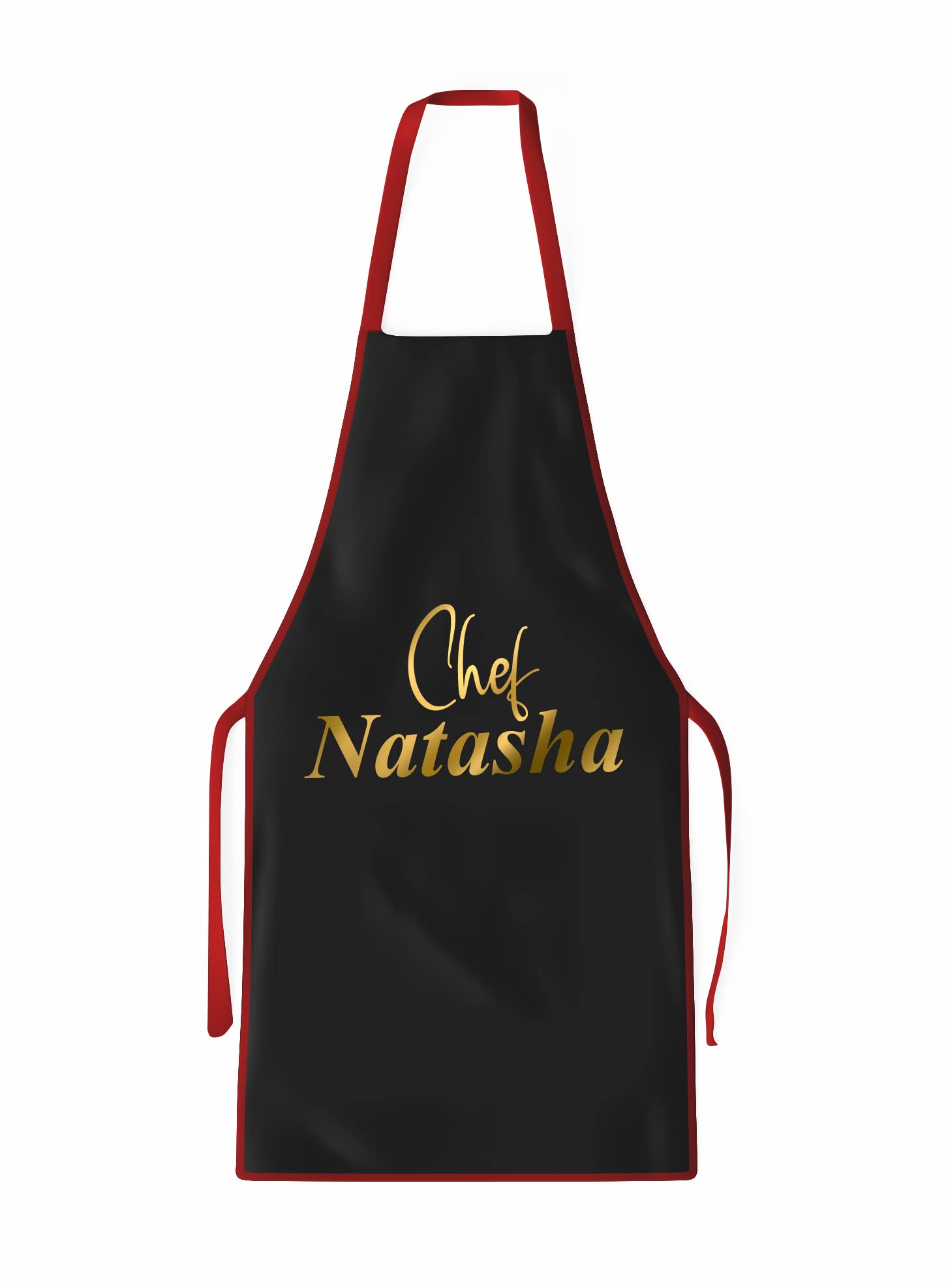 AICA Customized Chef Name Kitchen Apron for Men & Women � Black, Height � 75cms