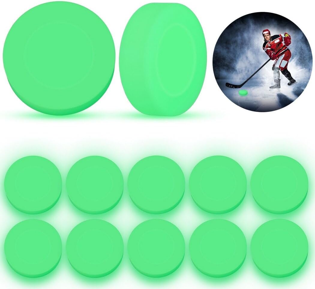 Joyibay 12 PCS Ice Hockey Pucks, Glow in The Dark Party