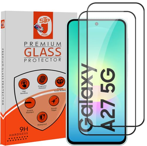 Image of STP FEEL Premium HD+ Tempered Glass Screen Protector Guard Compatible For Samsung Galaxy A27 5G (6.7 Inch, Pack of 2) | Edge to Edge Coverage With Easy to installation kit for Smartphone
