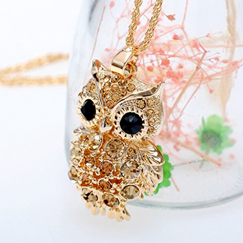 gazechimp Colar De Pingente De Cristal Bonito Rhienstone Coruja Animal Camisola Longa Corrente De Ou