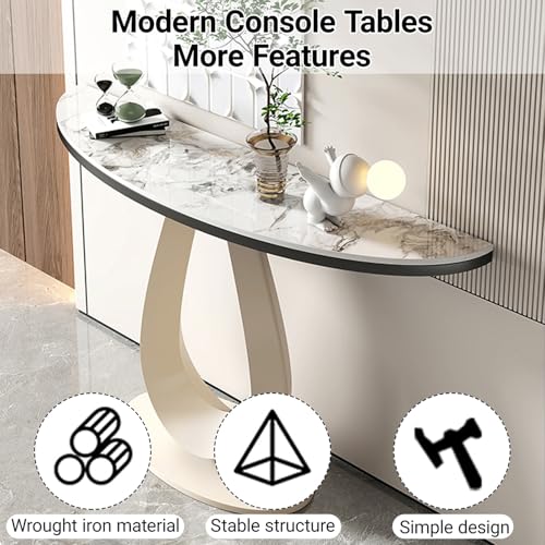 Mesa consola moderna de mármol y base de metal para salón 5
