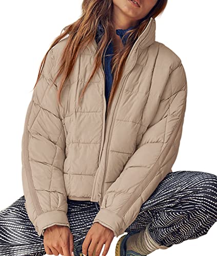Aiopr Women's Oversized Lightweight Down Coat Long Sleeve Zip Packable Short Puffer Jackets4