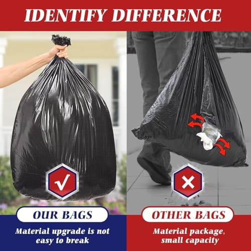 Image of Teivio Black Large Trash Bags 40-45 Gallon 200 Count | Large Multipurpose | Fit 35,39,40,42,44,45 gallon Garbage Bin Liner | Kitchen | Lawn And Leaf Bags Outdoor Yard Waste Bag | Workshops Trash