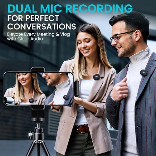 Image of MAK Dual Wireless AI Powered Microphone Featuring Active Noise Cancellation, Type-C Input and Compact Charging Case, Ideal for YouTube, Reels, Vlogging, Interviews, Podcasts and Clear Audio Recording