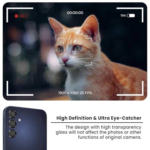 Image of FIRST MART Black Camera Ring Guard Protector for Samsung Galaxy A15 and Samsung A54 | Tempered Glass with Metal Alloy Rings, HD Clear, Scratch Resistant, Case-Friendly | Pack of 1