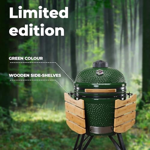 KAMADO BONO Green Egg BBQ Grill, 21" I Kamado BBQ Charcoal Grill with Dual Zone Grilling System I Ceramic bbq Smoker for Cooking, Smoking & Baking - Image 6