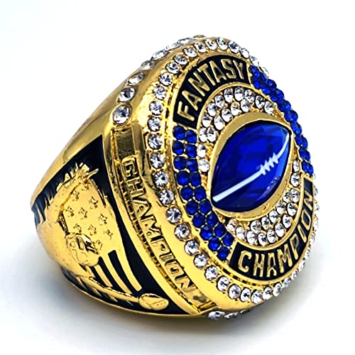Decade Awards 2022 Fantasy Football Ring - Gold | Ffl Champion Ring With Blue & Clear Stones - Size 11, Gold #TOP1
