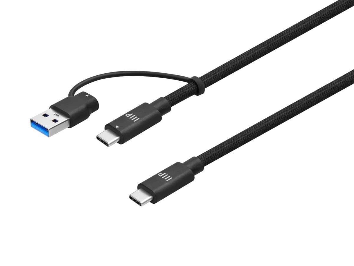 Monoprice Cavo USB 4 2 in 1 da 20 Gbps, 240 W, EPR 4K60 Hz, intrecciato ad alta velocità, certificato USB-IF, 91 cm, nero, confezione da 2