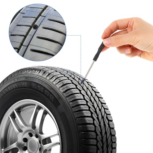 Image of Lusofie 40PCS Tire Repair Rubber Nail Kit Black Vacuum Tire Repair Rubber Nail with Plugs Fast Tool Self Service Nails Portable Screw and Screwdriver Kit for Car Motorcycle Truck ATV Puncture (Black)