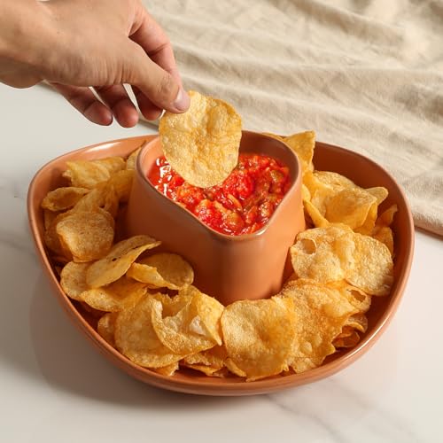 Ensemble chips et trempettes marron avec compartiment salsa intégré - 6