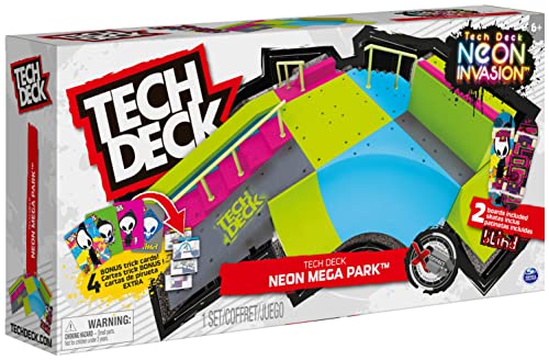 Tech Deck, Neon Mega Park X-Connect Creator, anpassbares Rampenset mit Zwei Fingerboards, leuchtet im Dunkeln, Kinderspielzeug für Jungen und Mädchen