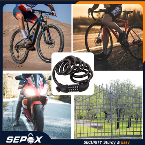 SEPOX 2Pack Cadenas de Bici 6FT + Candado de Seguridad miniatura 5