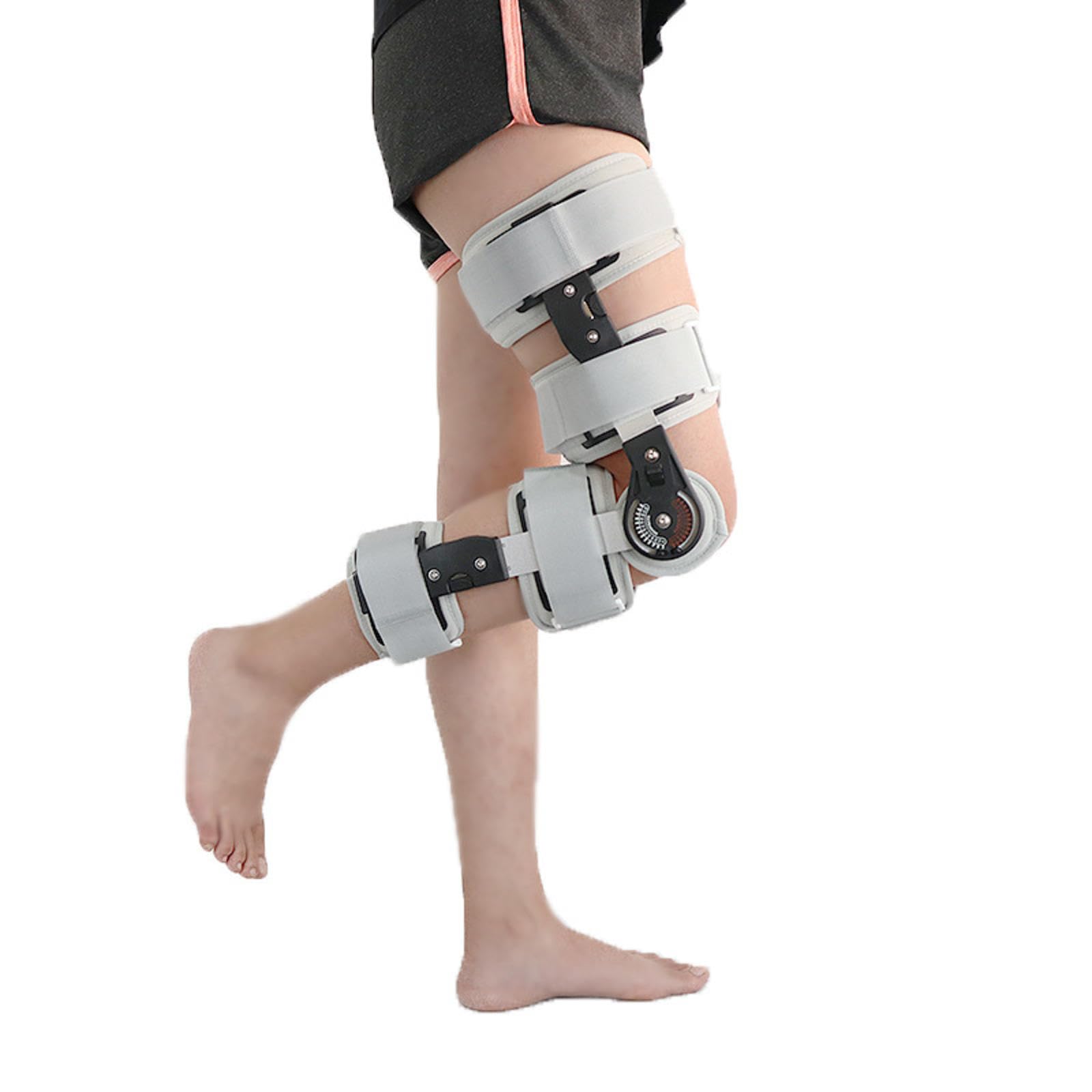 Ginocchiera Regolabile, Staffe di Supporto per Gambe e Ginocchia, Stecca di Supporto Meniscale per Legamenti, Ginocchiera Rom Incernierata con Mandrino per Recupero Post Infortunio