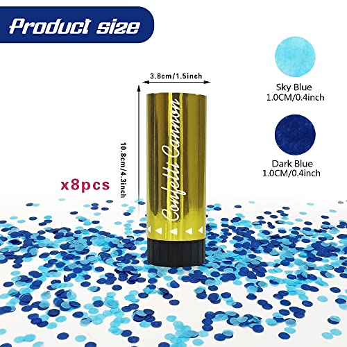 Image of Confetti Poppers Cannons for Wedding Birthday Graduation Baby Shower Anniversary Christmas New Year's Kids Fun Party Supplies Decorations and Favors (Blue)