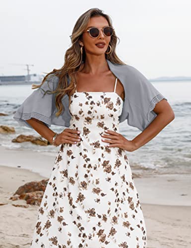 Image of Totatuit Women's Short Sleeve Bolero Shrug for Dresses Open Front Knit Cropped Cardigan Loose Sheer Cardigan Sweater