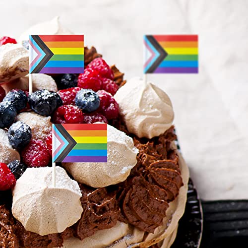 Fwiw 100 Pcs Pride Rainbow Flag Pride Progress Rainbow Cupcake Toppers Flags,Mini Small Gay Lgbt Toothpick Stick Flags Decoration #TOP5