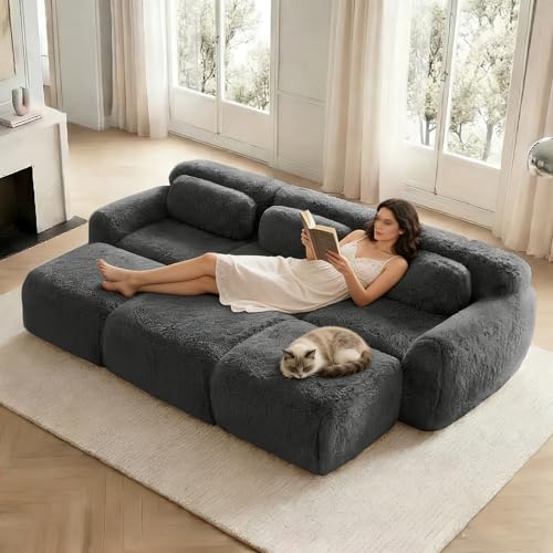 RRrawgff Sofá Moderno de Modular en Forma de L sofá esquinero Cama, sin Montaje, sofá tapizado Cloud, Base Modular, sin Montaje, Soporte ergonómico, Espuma de Alta Elasticidad