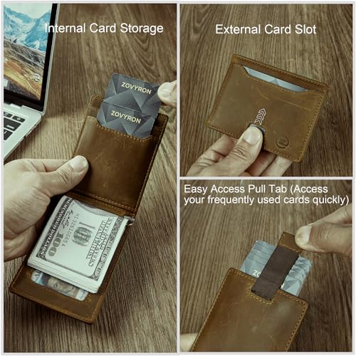 Wallet for Men Slim Bifold Grain Leather Wallet with Money Clip,Minimalist,RFID Blocking,Front Pocket Wallet,8-10 Card Capacity,with ID Window, Gift Box(Coffee) - Image 4