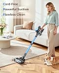 N8 Cordless Vacuum Cleaner, 40KPA Powerful Suction Vacuum Cleaners for Home,40 Mins Runtime, Rechargeable Battery, Self-Standing, Lightweight Stick Vacuum for Hardwood Floor Carpet Pet Hair