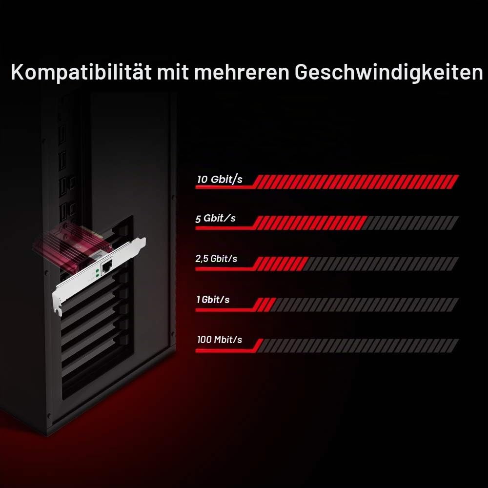 TP-Link Archer TX401 10Gbit/s PCIe Adapter, 1,5 m CAT6A-Ethernet-Kabe, kompatibel mit Windows 11/10/8.1/8/7, Windows Servern und Linux, Platzsparender Einsatz, Kühlkörper