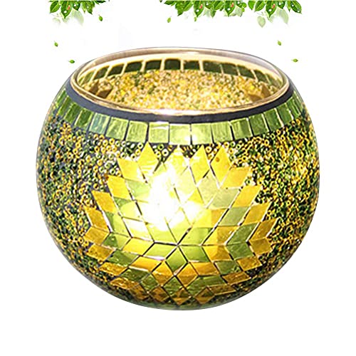 Tea Lmosaic Glass Tealight Holders. European Style Glass Candle Holder Handmade Mosaic Candle Holder For Tea Light Home Restaurant Decor Christmas Wedding Party Gift (Green) #TOP4