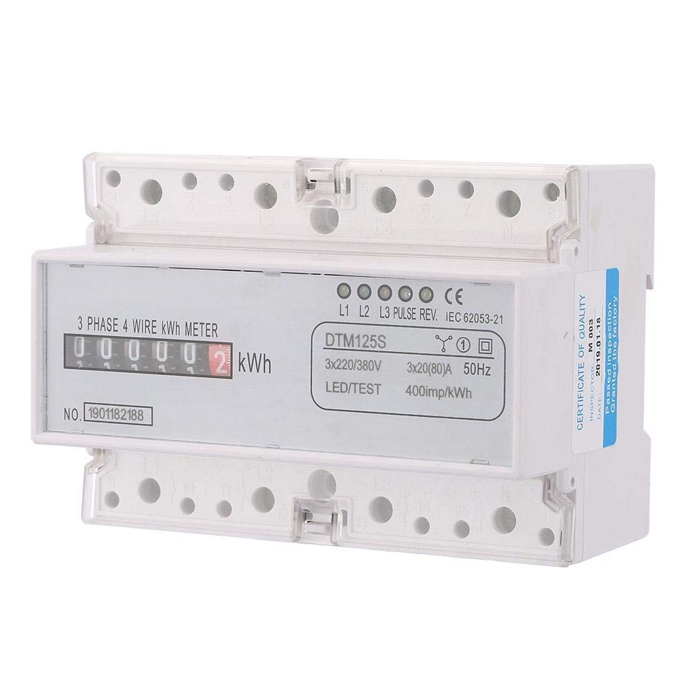 Keenso DTM125S Hutschiene Drehstromzähler, 220 / 380V 20-80A Dreiphasiger elektronischer Stromzähler 35mm Hutschiene Leistungsmesser Digital Stromzähler