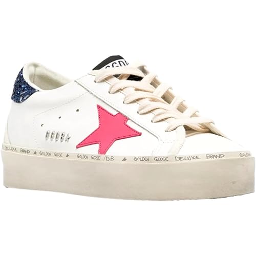 Golden Goose Women's Hi Star Sneaker, White/Fucsia/Blue/Ice, Size 8