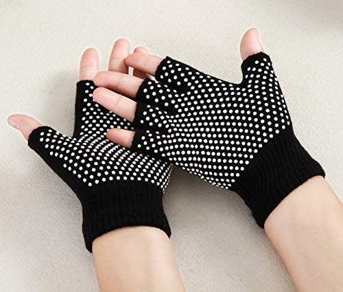 Boys and Girls Solid Anti-slip Half Finger Gloves Fingerless Yoga Gloves2