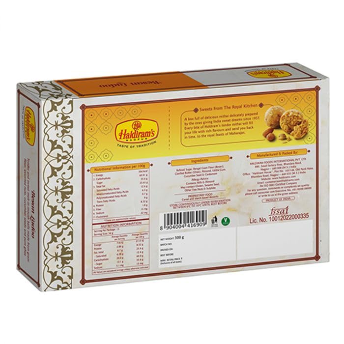 Image of Haldiram's Nagpur Besan Ladoo 500g � Roasted gram flour sweetened with sugar and blended with ghee, this ladoo is a festival favorite