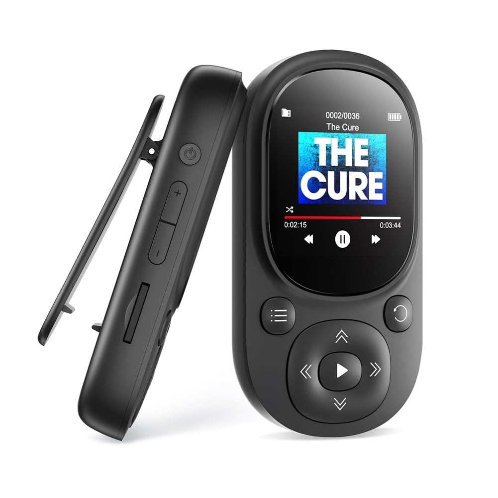 Lettore MP3 con Clip da 32 GB Lettore Musicale Portatile Lettore MP3 Mp4 Bluetooth con Radio FM Contapassi per Registrazione per Bambini Durevole Facile da Usare Nero