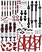 hopsupRC Upgrades for 1/10 Slash/Stampede/Rustler 4x4,Steel Drive Shaft CVD&RC Shocks&Adjustable Turnbuckles Camber Links&A Arm&Caster Block,Steering Blocks,Stub Axle Carriers,Wheel Hex&Hex Hub,Red