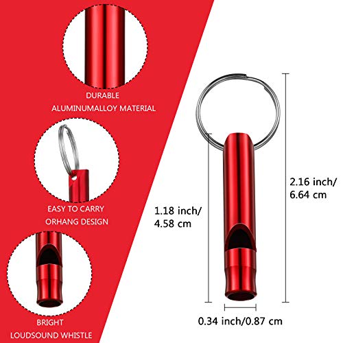 image for Weewooday 12 Pieces Emergency Whistle with Keychain Aluminum Whistle E