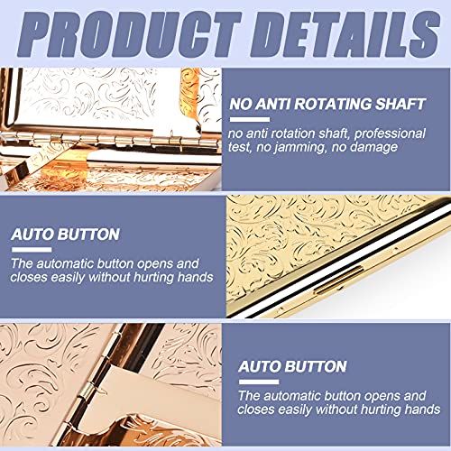 Stylish Design Retro Metal Cigarette Case -Double Sided Spring Clip Open Cigarette,Pocket Holder Credit Card Holder Protective Security Wallet for Men and Women,Holds 18-20 100mm (Vine Gold)