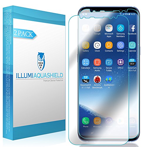ILLUMI AquaShield Screen Protector Compatible with Samsung Galaxy S8 (2-Pack)(Compatible with Cases)(Updated Design) No-Bubble High Definition Clear Flexible TPU Film