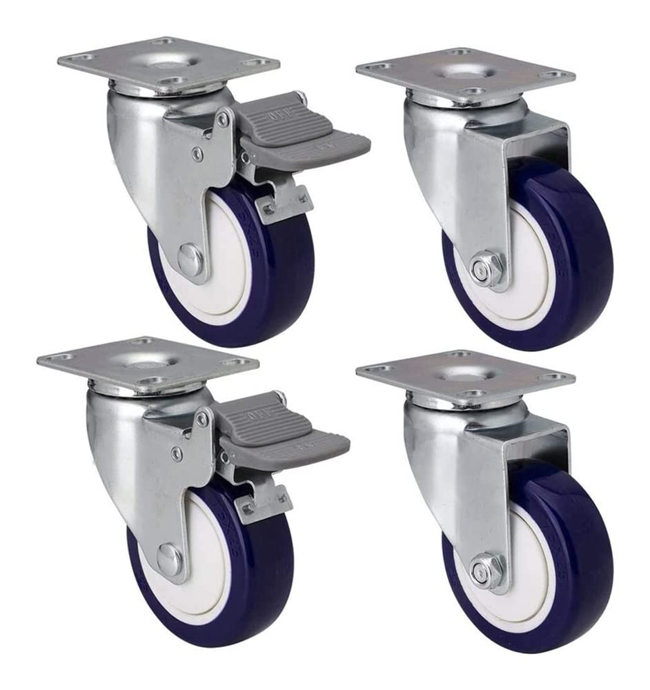 Ruote per Ufficio Ruote per mobili Ruote per mobili 25''/3 pollici/100 mm con Freno Ruote silenziose per carichi Pesanti 300 kg Ruote girevoli per Trasporto Industriale C