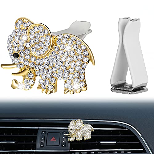 Bling Rhinestone Car Air Vent Clip Bling Crystal Elephant Car Air Conditioner Outlet Vent Car Interior Decoration Charm Rhinestone Car Bling Accessories for Women Girls (Gold) Bling Rhinestone Car Air Vent Clip Bling Crystal Elephant Car Air Conditioner Outlet Vent Car Interior Decoration Charm Rhinestone Car Bling Accessories for Women Girls (Gold)