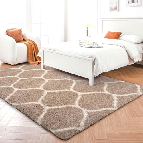 Image of 4x6 feet Soft Area Rug for Living Room and Bedroom, Modern Indoor Floor Carpet with Non-Slip Backing, Comfortable Decorative Home Decor Rug, Easy Clean & Durable- (Beige m, Rectangular)
